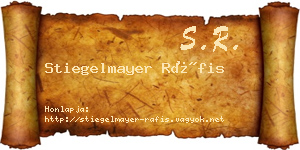 Stiegelmayer Ráfis névjegykártya